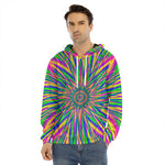 Vibrant Psychedelic Optical Illusion Men's Velvet Pullover Hoodie