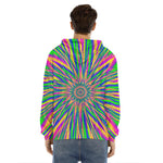Vibrant Psychedelic Optical Illusion Men's Velvet Pullover Hoodie