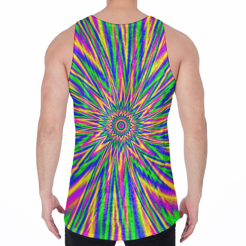 Vibrant Psychedelic Optical Illusion Men's Velvet Tank Top