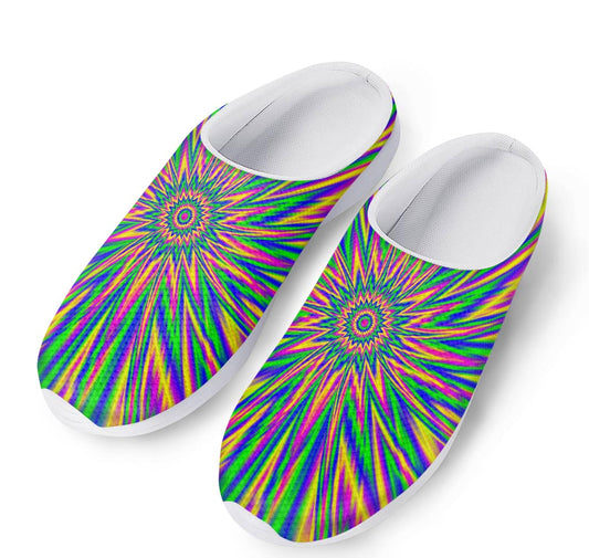 Vibrant Psychedelic Optical Illusion Mesh Casual Shoes