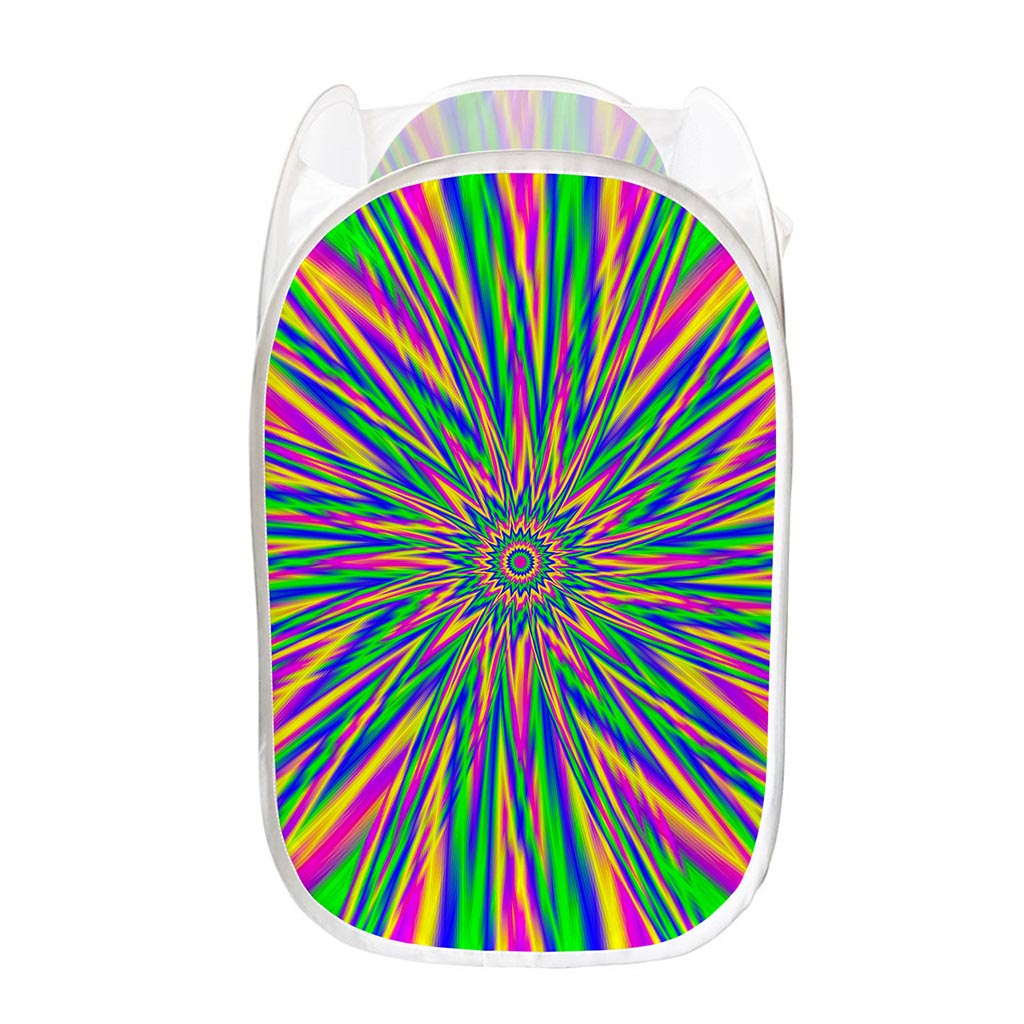 Vibrant Psychedelic Optical Illusion Mesh Laundry Hamper