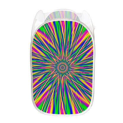 Vibrant Psychedelic Optical Illusion Mesh Laundry Hamper