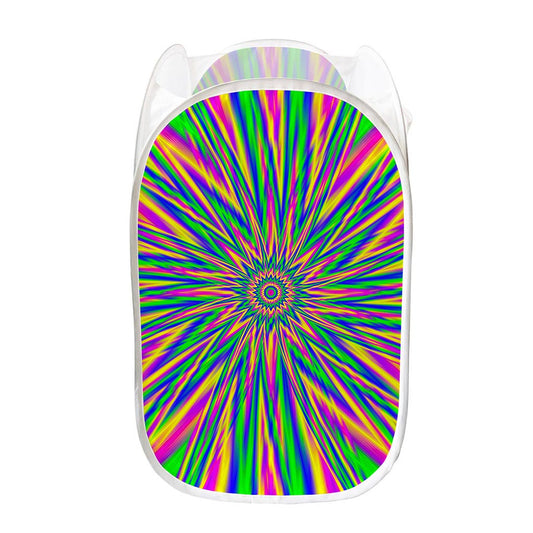 Vibrant Psychedelic Optical Illusion Mesh Laundry Hamper