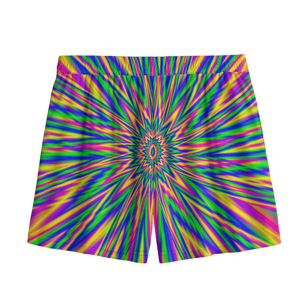 Vibrant Psychedelic Optical Illusion Mesh Shorts