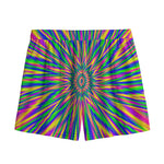 Vibrant Psychedelic Optical Illusion Mesh Shorts
