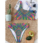 Vibrant Psychedelic Optical Illusion One Shoulder Bikini Top