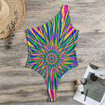 Vibrant Psychedelic Optical Illusion One Shoulder Bodysuit