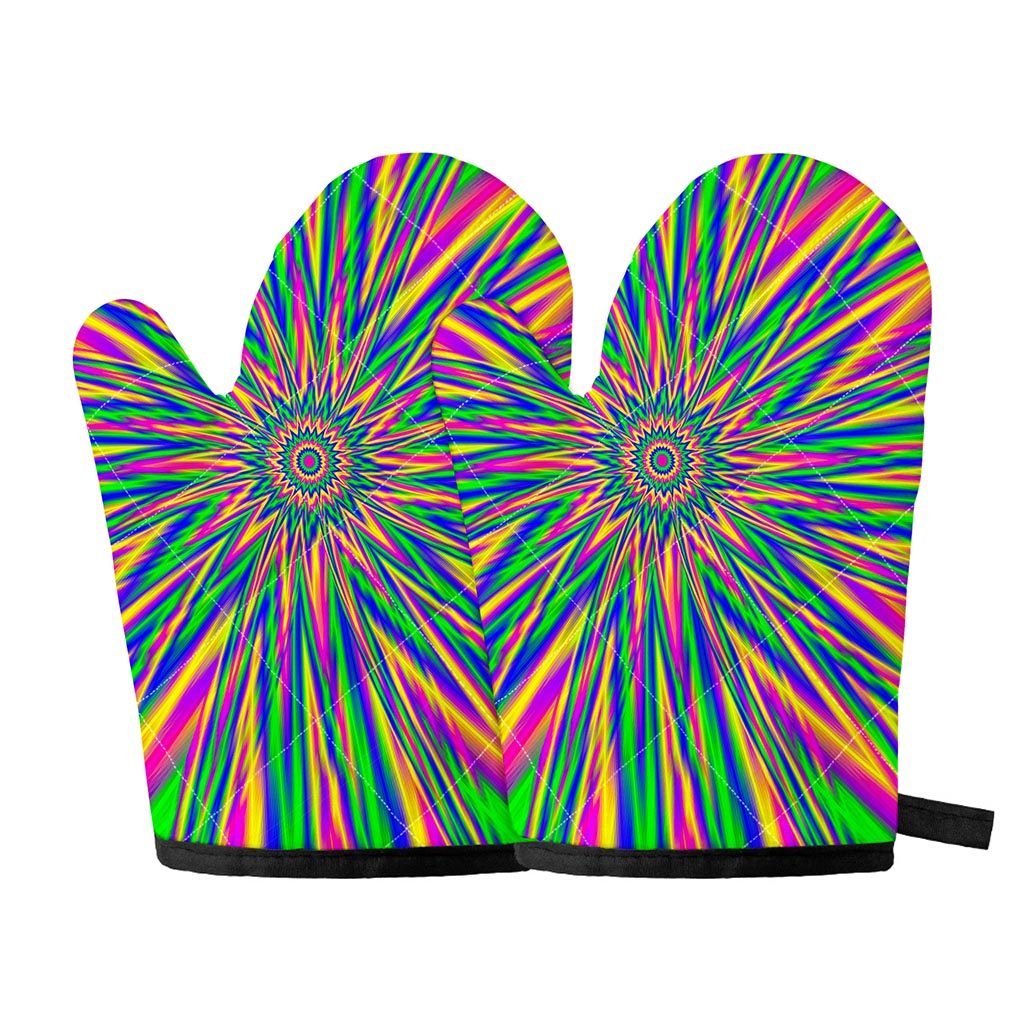 Vibrant Psychedelic Optical Illusion Oven Mitts