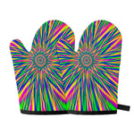 Vibrant Psychedelic Optical Illusion Oven Mitts