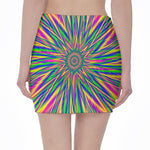 Vibrant Psychedelic Optical Illusion Pencil Mini Skirt