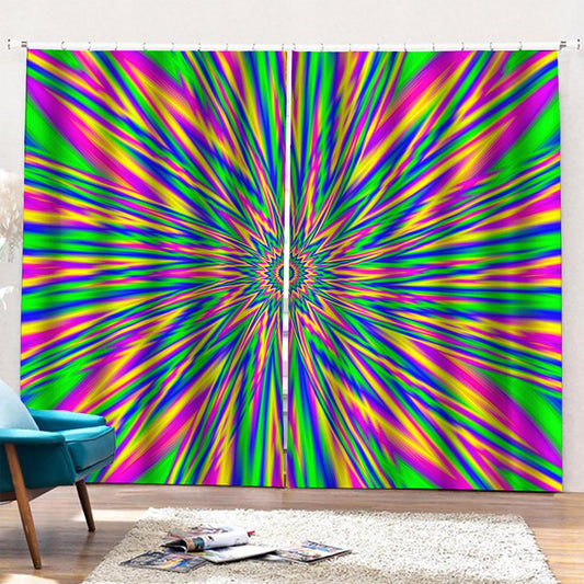 Vibrant Psychedelic Optical Illusion Pencil Pleat Curtains