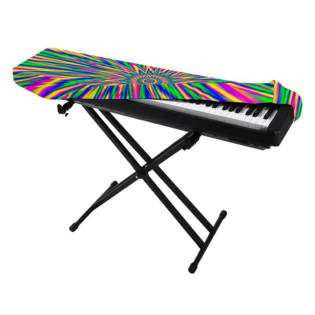 Vibrant Psychedelic Optical Illusion Piano Keyboard Cover