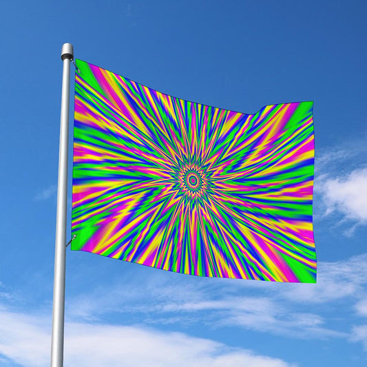 Vibrant Psychedelic Optical Illusion Polyester Flag