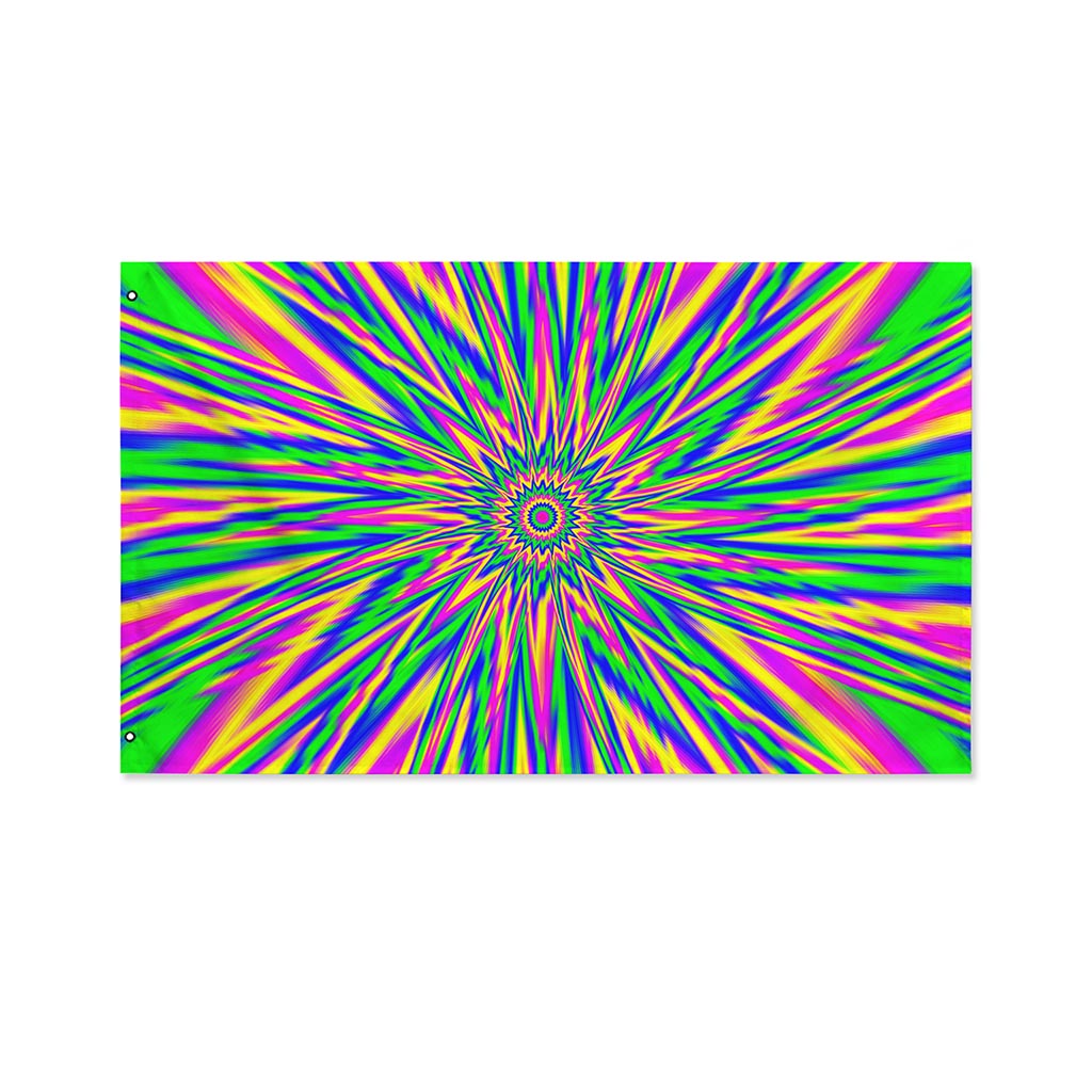 Vibrant Psychedelic Optical Illusion Polyester Flag