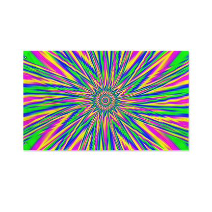 Vibrant Psychedelic Optical Illusion Polyester Flag