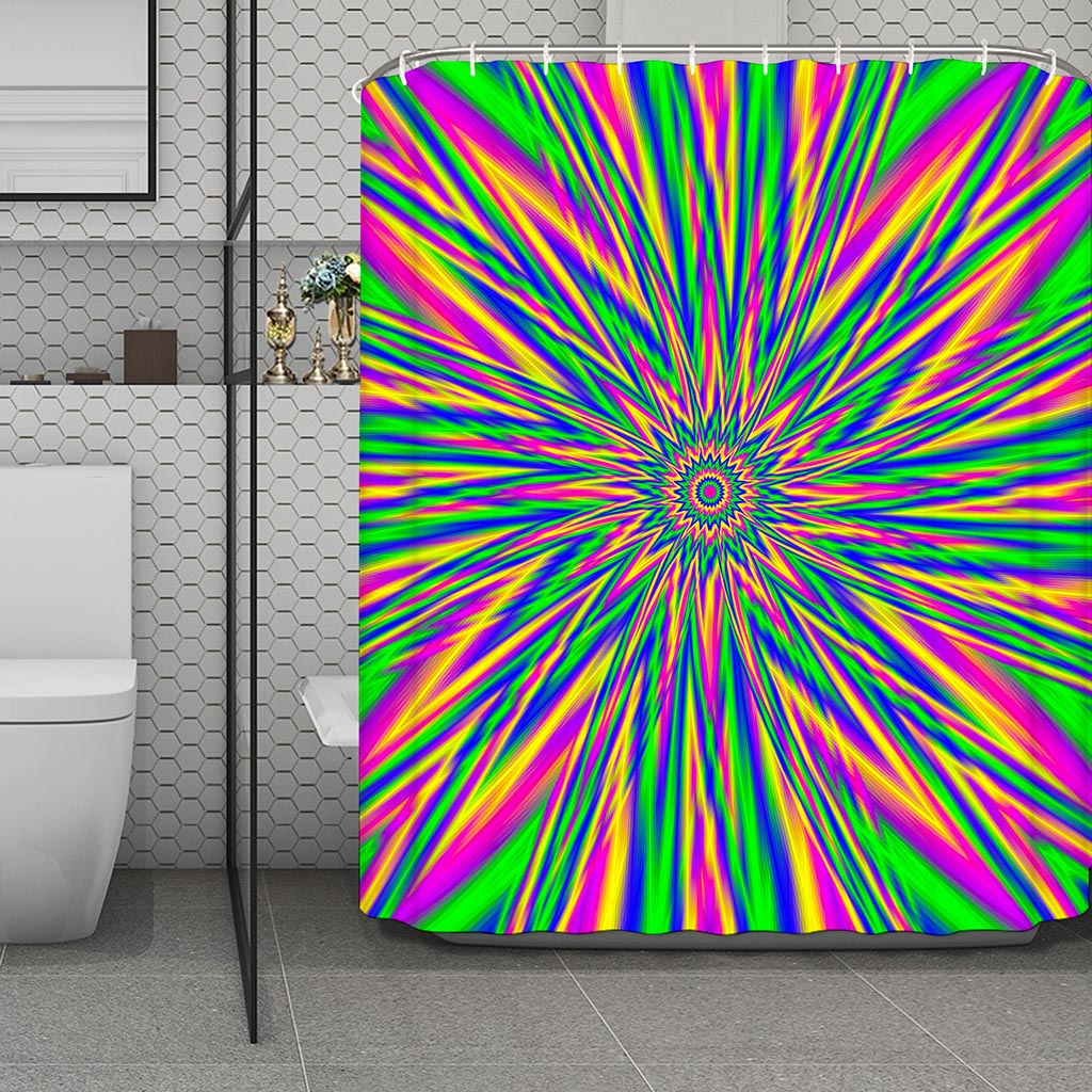 Vibrant Psychedelic Optical Illusion Polyester Shower Curtain