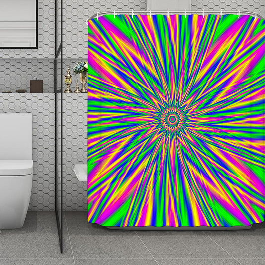Vibrant Psychedelic Optical Illusion Polyester Shower Curtain