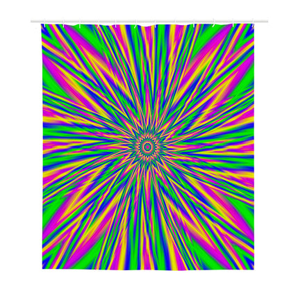 Vibrant Psychedelic Optical Illusion Polyester Shower Curtain