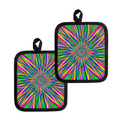 Vibrant Psychedelic Optical Illusion Pot Holders