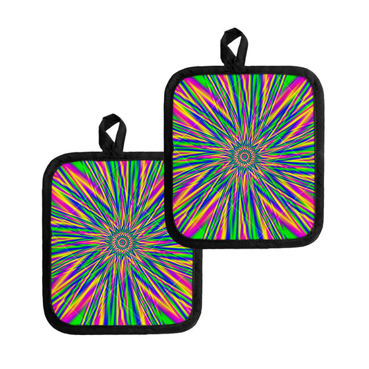 Vibrant Psychedelic Optical Illusion Pot Holders