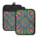 Vibrant Psychedelic Optical Illusion Pot Holders With Pocket