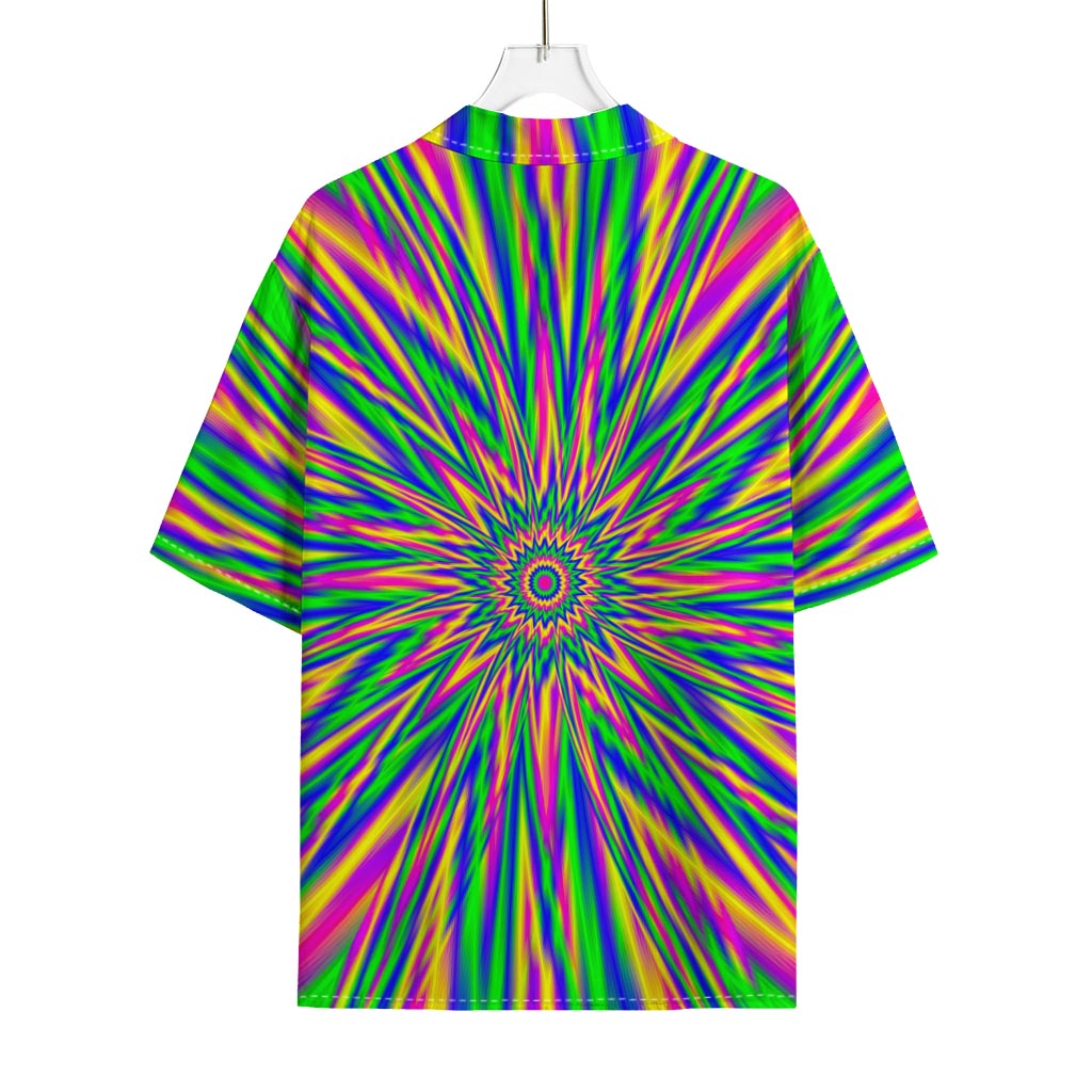 Vibrant Psychedelic Optical Illusion Rayon Hawaiian Shirt