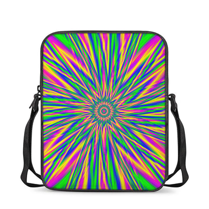 Vibrant Psychedelic Optical Illusion Rectangular Crossbody Bag