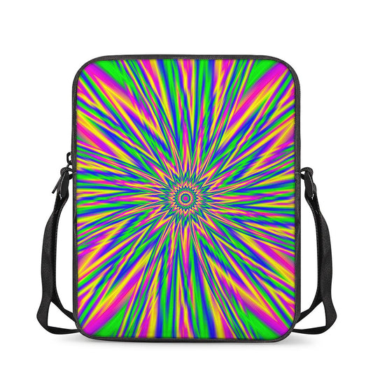 Vibrant Psychedelic Optical Illusion Rectangular Crossbody Bag