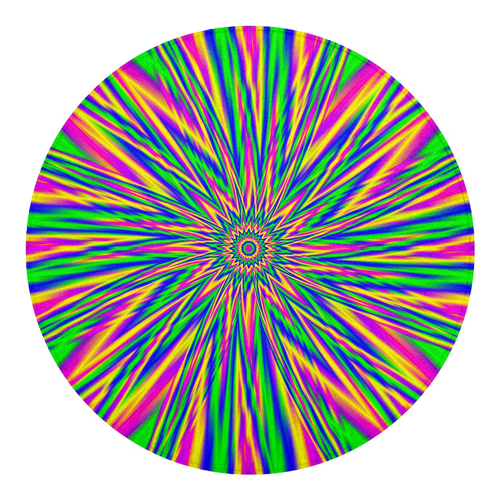 Vibrant Psychedelic Optical Illusion Round Blanket