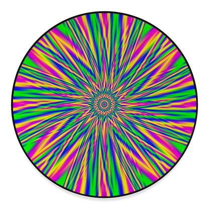 Vibrant Psychedelic Optical Illusion Round Floor Mat
