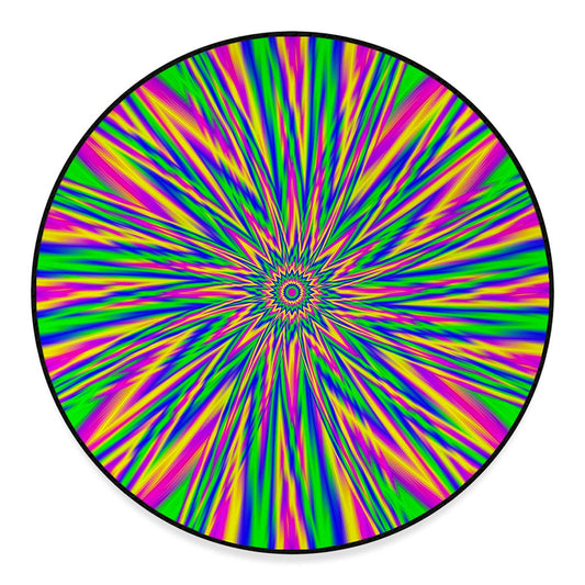 Vibrant Psychedelic Optical Illusion Round Floor Mat