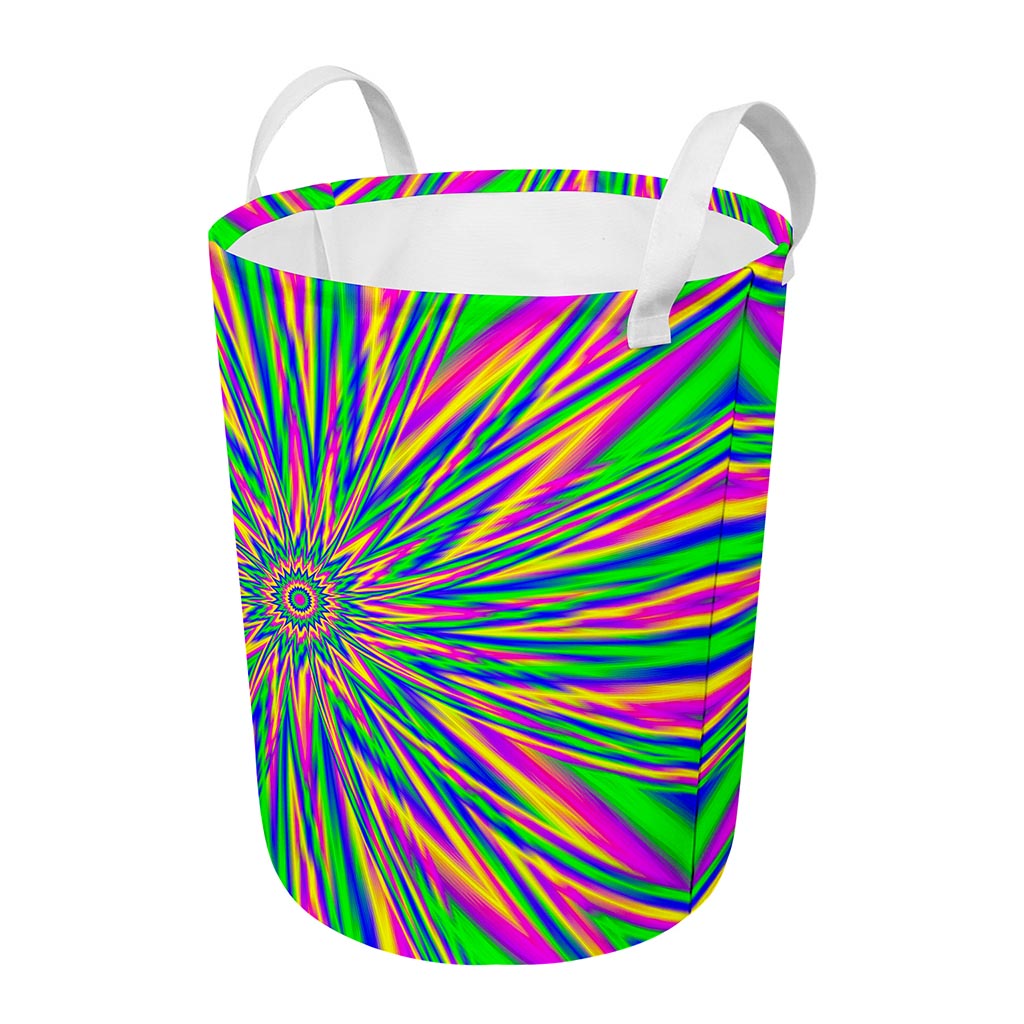 Vibrant Psychedelic Optical Illusion Round Laundry Basket