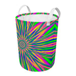 Vibrant Psychedelic Optical Illusion Round Laundry Basket