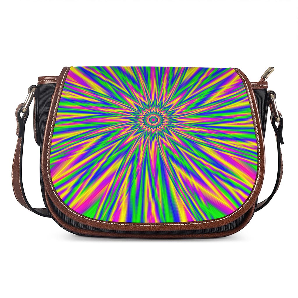 Vibrant Psychedelic Optical Illusion Saddle Bag