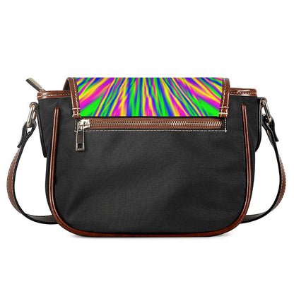 Vibrant Psychedelic Optical Illusion Saddle Bag