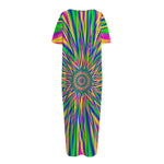 Vibrant Psychedelic Optical Illusion Short Sleeve Long Nightdress