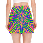 Vibrant Psychedelic Optical Illusion Side Slit Mini Skirt