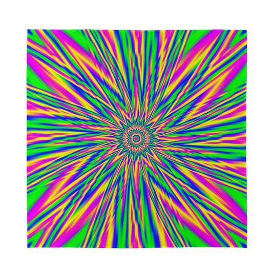 Vibrant Psychedelic Optical Illusion Silk Bandana