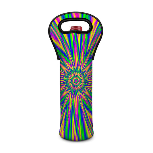 Vibrant Psychedelic Optical Illusion Single Neoprene Wine Tote
