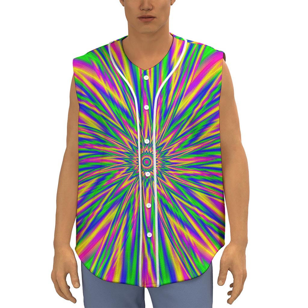 Vibrant Psychedelic Optical Illusion Sleeveless Baseball Jersey