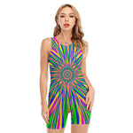 Vibrant Psychedelic Optical Illusion Sleeveless One Piece Swimsuit