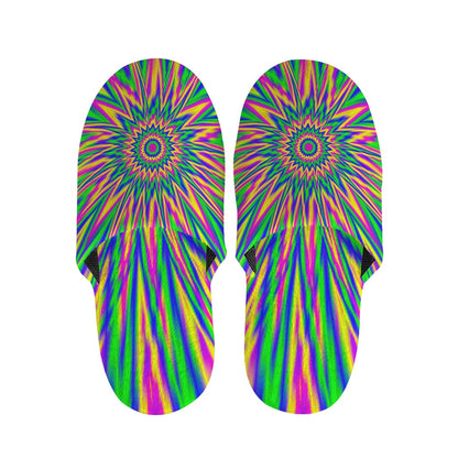 Vibrant Psychedelic Optical Illusion Slippers