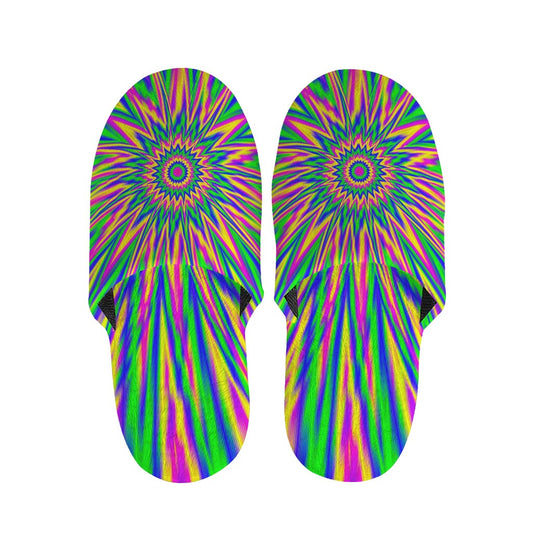 Vibrant Psychedelic Optical Illusion Slippers