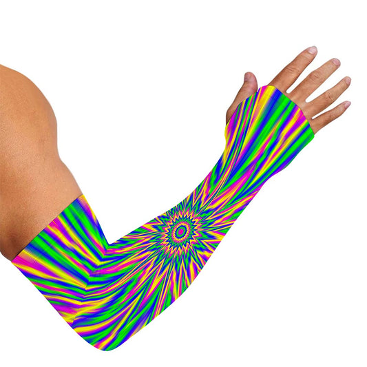 Vibrant Psychedelic Optical Illusion Sun Protection Arm Sleeves