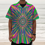 Vibrant Psychedelic Optical Illusion Textured Short Sleeve Shirt