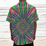 Vibrant Psychedelic Optical Illusion Textured Short Sleeve Shirt