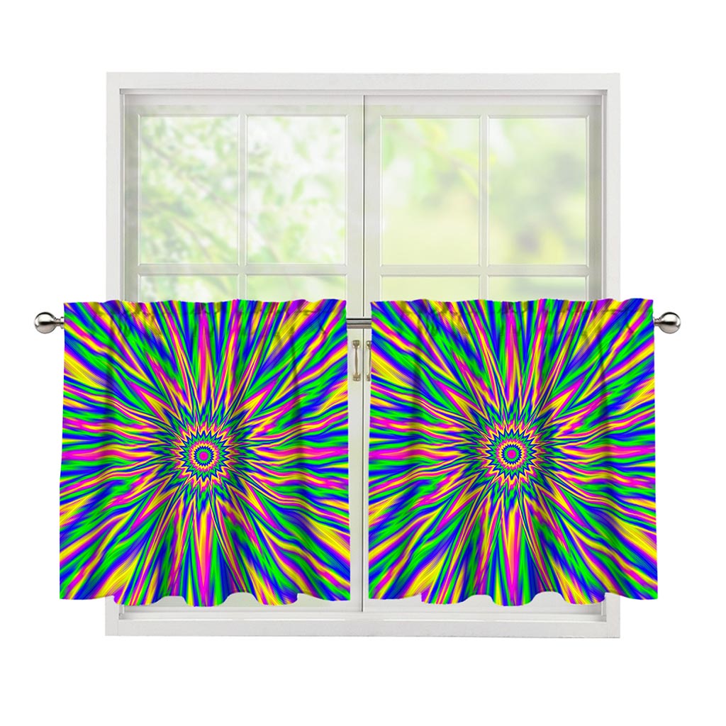 Vibrant Psychedelic Optical Illusion Tier Curtains