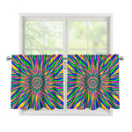 Vibrant Psychedelic Optical Illusion Tier Curtains