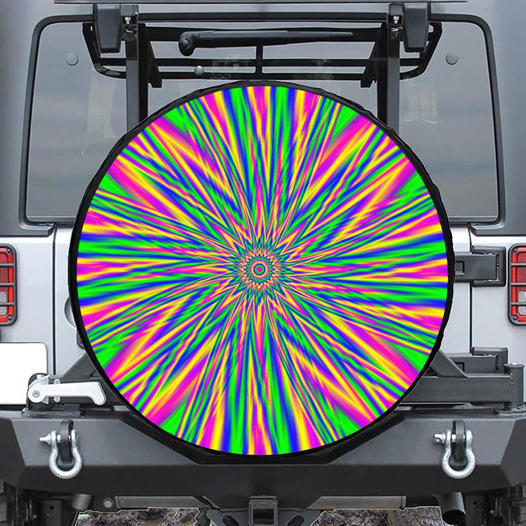 Vibrant Psychedelic Optical Illusion Tire Cover