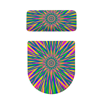 Vibrant Psychedelic Optical Illusion Toilet Lid And Tank Cover Set